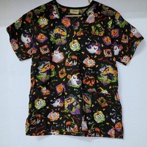 Tafford Spooky Halloween Scrub Top